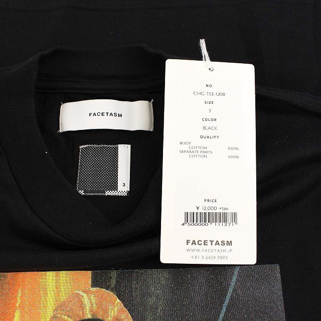 FACETASM(ファセッタズム)のファセッタズム Tシャツ カットソー プリント クルーネック 半袖 3 L 黒 メンズのトップス(Tシャツ/カットソー(半袖/袖なし))の商品写真