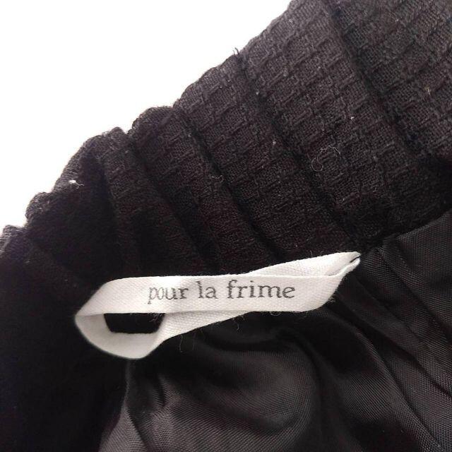 pour la frime(プーラフリーム)のプーラフリーム　タックデザイン スカート　ワッフル生地　黒 レディースのスカート(ひざ丈スカート)の商品写真