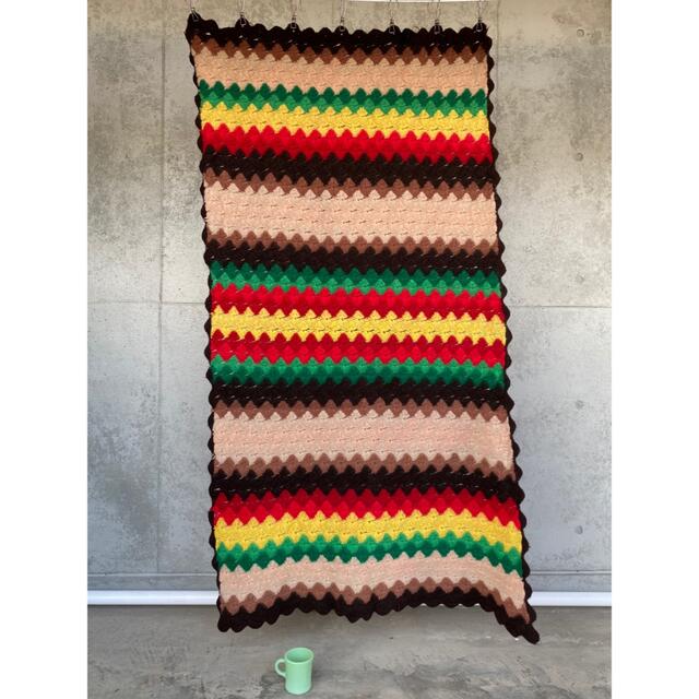 ビンテージ 70s メキシカン 厚手 絨毯 ブランケット キャンプ ラグ