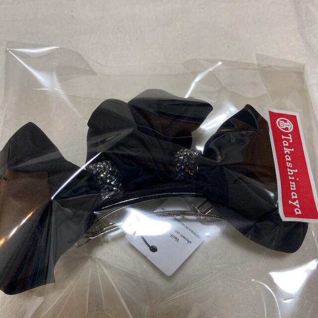 コンプレックスビズ リボン バレッタ 黒 スワロフスキー ブラック