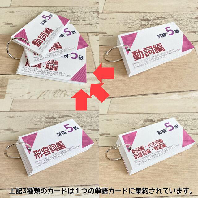 カット前　英検®︎5級　英単語カード　3種セット エンタメ/ホビーの本(資格/検定)の商品写真