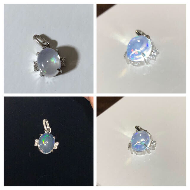 Pt900天然石ウォーターオパールペンダント 4.30ct 0.07ct-safinox.ir