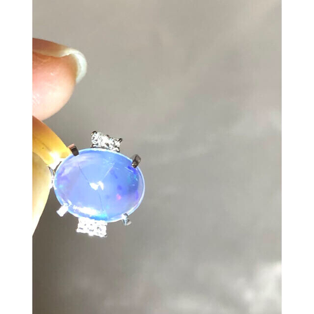 Pt900天然石ウォーターオパールペンダント 4.30ct 0.07ct-bmccarretas