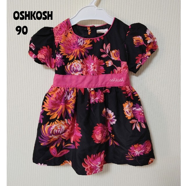 OshKosh(オシュコシュ)の【美品】Oshkosh オシュコシュ 花柄 ワンピース ドレス 黒 90 キッズ/ベビー/マタニティのキッズ服女の子用(90cm~)(ワンピース)の商品写真