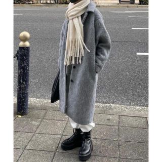 【 fashiru】wool shaggy coat  グレー(ロングコート)