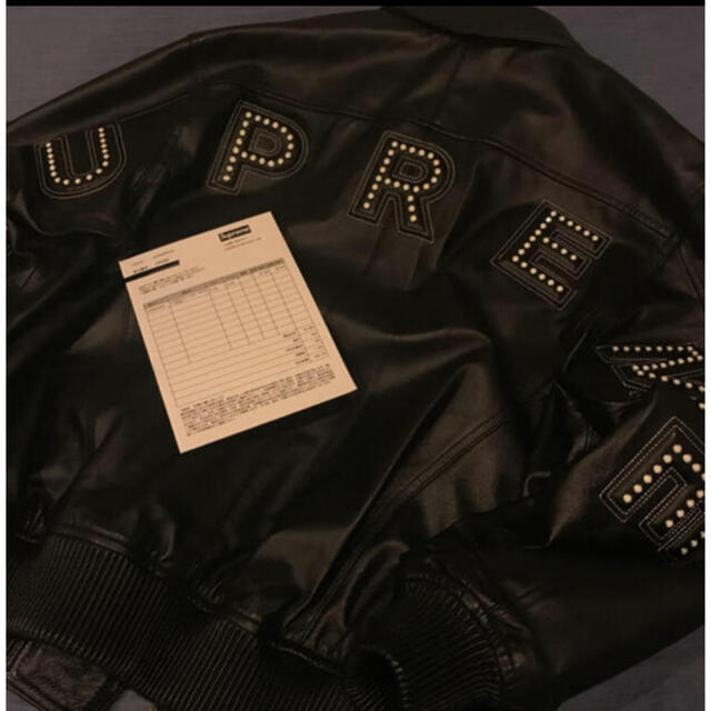 Supreme(シュプリーム)のsupreme Studded Arc Logo Leather Jacket メンズのジャケット/アウター(レザージャケット)の商品写真