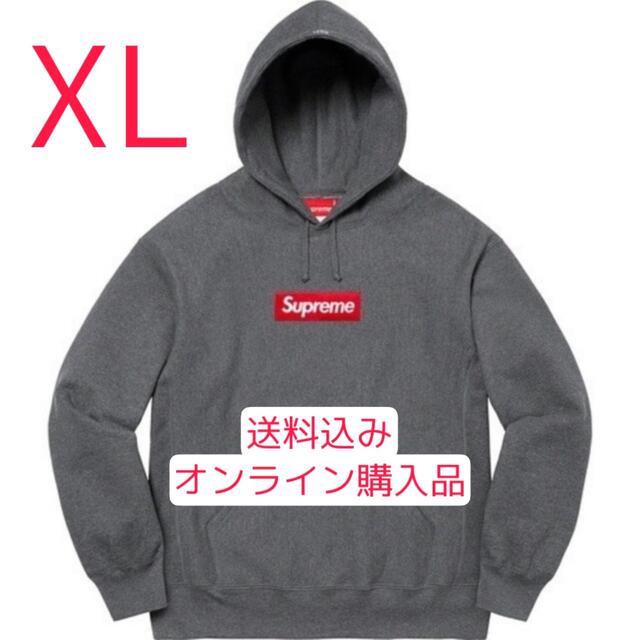 Supreme Box Logo Hooded Sweatshirt チャコール