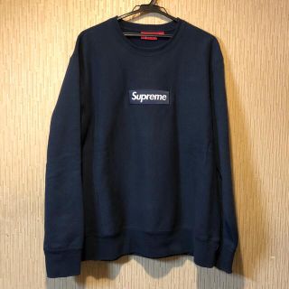 シュプリーム(Supreme)のSupreme box logo crewneck navy 18aw L(スウェット)