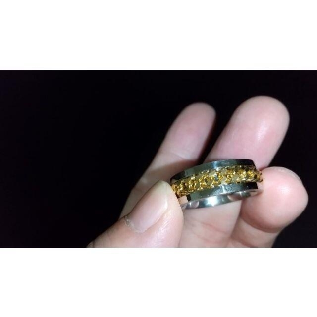 銀に金の喜平チェーンリング 指輪　20号　25号 メンズのアクセサリー(リング(指輪))の商品写真