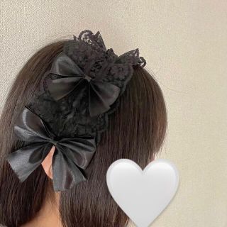 ♡ブラックヘッドドレス♡　【限定1点】　黒レース　ゴスロリ　ハンドメイド(ヘッドドレス/ドレス)