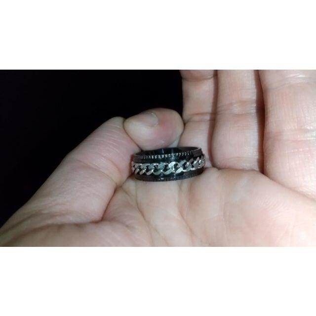黒に銀の喜平チェーンリング 指輪　20号　25号 メンズのアクセサリー(リング(指輪))の商品写真