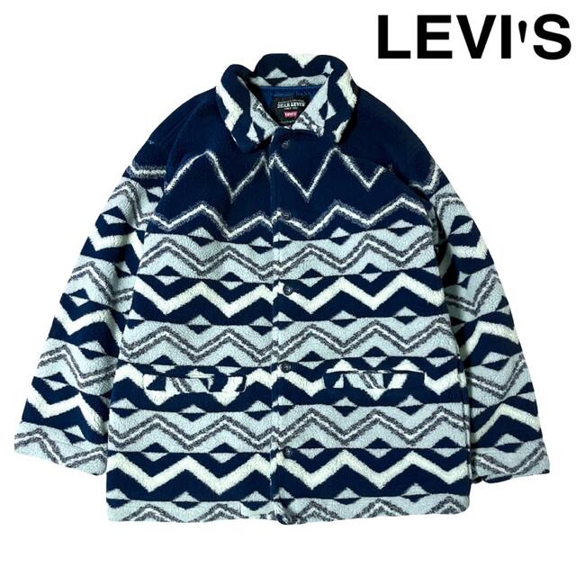 LEVI'S ボアフリースジャケット　ノルディック　総柄　カーコート　90s