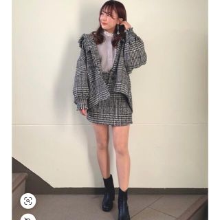 heather - 【2022awトレンド】ツイード柄ミニスカート 黒 白