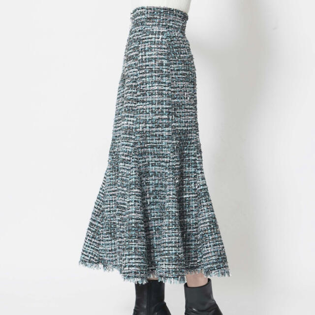And Couture(アンドクチュール)のアンドクチュール　美品　ファンシツィードマーメイドスカート　グリーン レディースのスカート(ロングスカート)の商品写真
