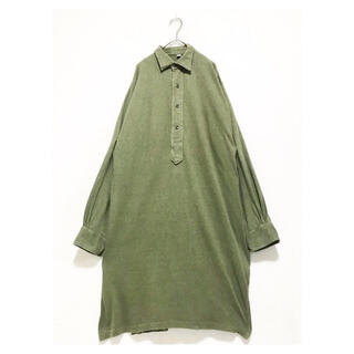 vintage ドイツ軍 スウェット地 緑 スリーピングシャツ ワンピース(ひざ丈ワンピース)