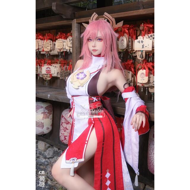 猫屋小舗 原神 コスプレ 八重神子 やえみこ 衣装 ※ウィッグ 靴 武器