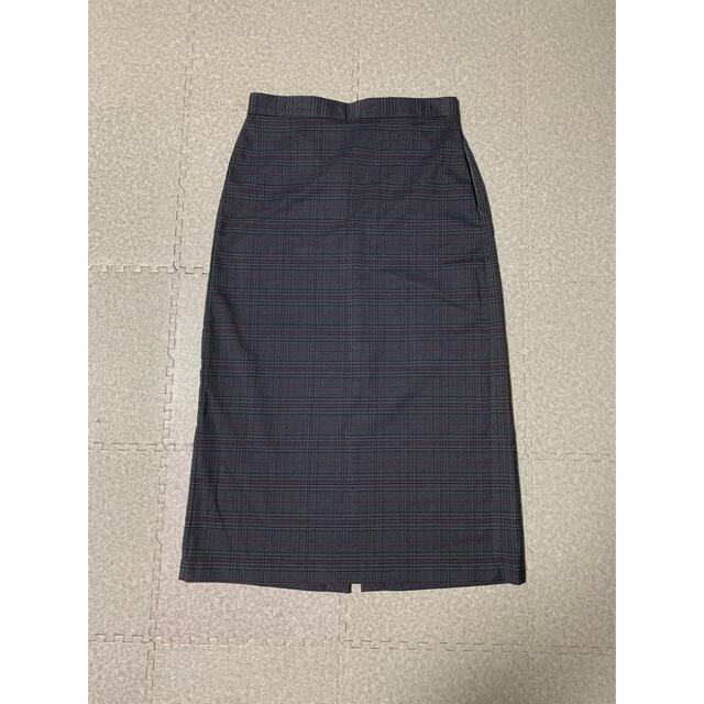 GU(ジーユー)のGU グレー チェックナロースカート Lサイズ レディースのスカート(ひざ丈スカート)の商品写真