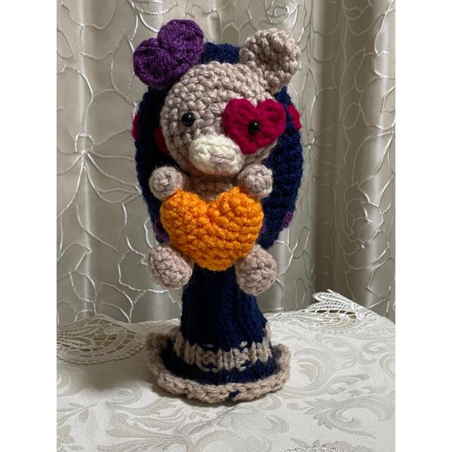 春夏新作モデル ゴルフニットヘッドカバーユーティリティ用ハンドメイド 白クマ 紺 ゴルフニットヘッドカバー6本セット ハンドメイド 紺&白
