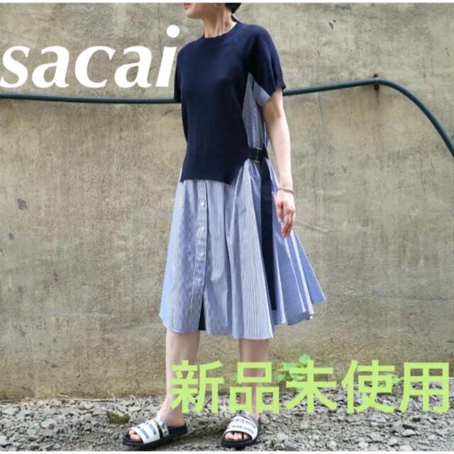 新品未使用 完売品 sacai サカイ ドッキングストライプワンピース サイズ1ひざ丈ワンピース