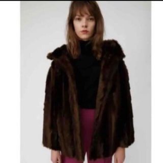 マウジー(moussy)の【美品】moussy ファージャケット　アウター　ブラック(毛皮/ファーコート)