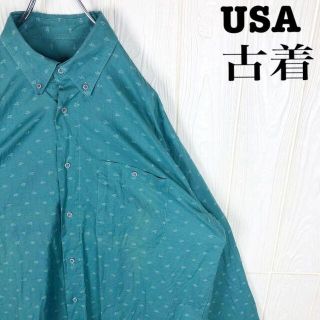 ラルフローレン(Ralph Lauren)のUSA古着 総柄シャツ ボタンダウン コットン100% 超ゆるだぼオーバーサイズ(シャツ)