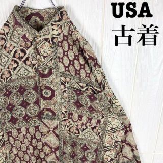 ラルフローレン(Ralph Lauren)のUSA古着 総柄シャツ フランス製 ゆるだぼ90s オーバーサイズ ボタンダウン(シャツ)