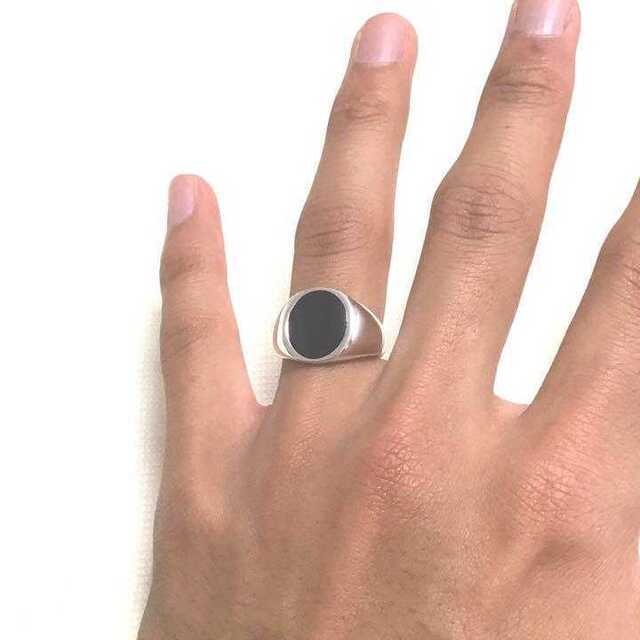 ブラックオニキス silver925 カレッジリング オーバル 指輪 メンズの通販 by DQ shop｜ラクマ