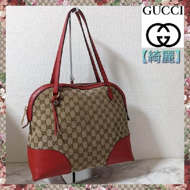 Gucci(グッチ)の【綺麗】GUCCI トートバック GGキャンバス ベージュ×レッド 449243 レディースのバッグ(トートバッグ)の商品写真