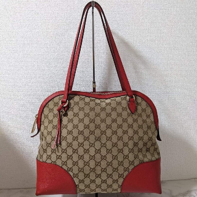 Gucci(グッチ)の【綺麗】GUCCI トートバック GGキャンバス ベージュ×レッド 449243 レディースのバッグ(トートバッグ)の商品写真