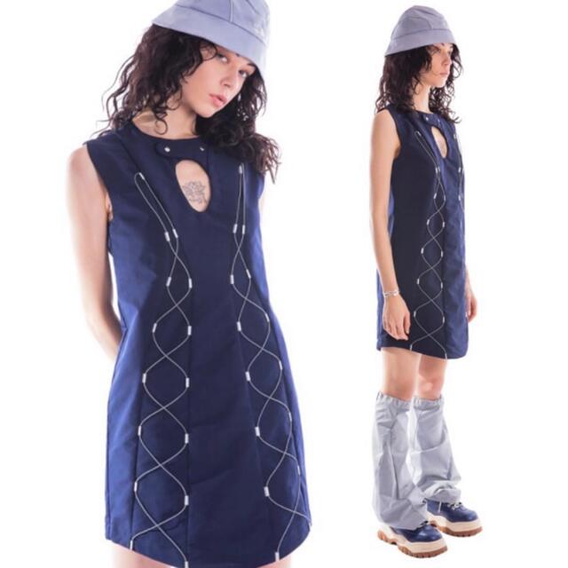 WALL(ウォール)のchloma クロマ gane dress ネイビー レディースのワンピース(ミニワンピース)の商品写真