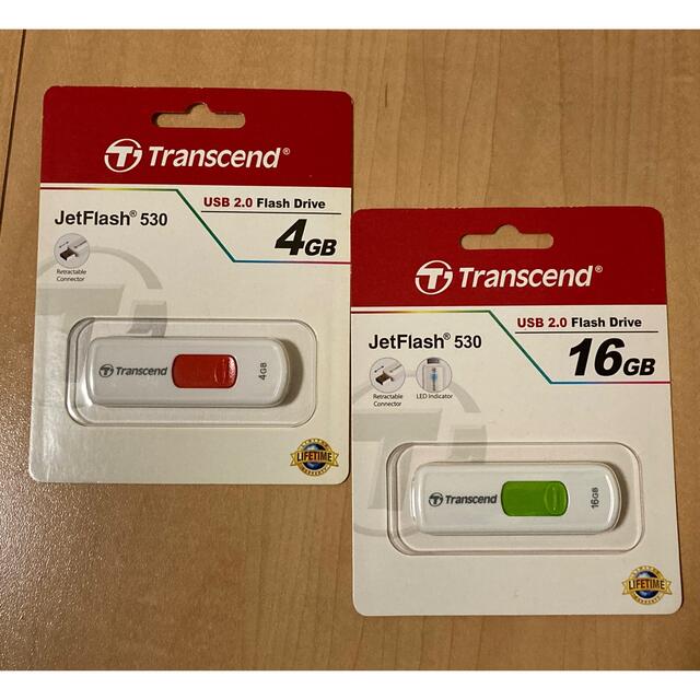 Transcend(トランセンド)のUSB2本セット 4GB,16GB Transcend スマホ/家電/カメラのPC/タブレット(PC周辺機器)の商品写真