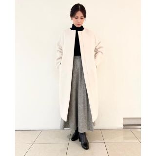 イエナ(IENA)の新品　IENA sustaina tweed フレアスカート　34 グレー(ロングスカート)