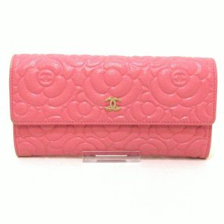 シャネル(CHANEL)のCHANEL(シャネル) 長財布 カメリア ピンク(財布)