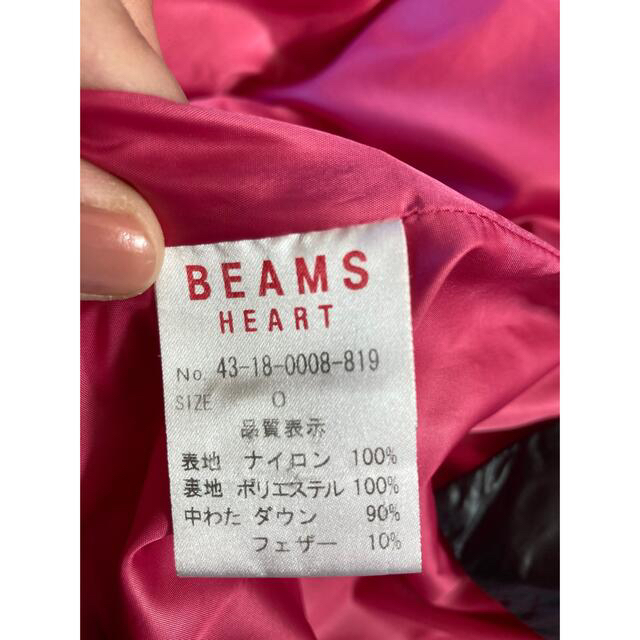 BEAMS(ビームス)のBEAMS HEART ダウンジャケット ブラック ピンク PERTEX レディースのジャケット/アウター(ダウンジャケット)の商品写真