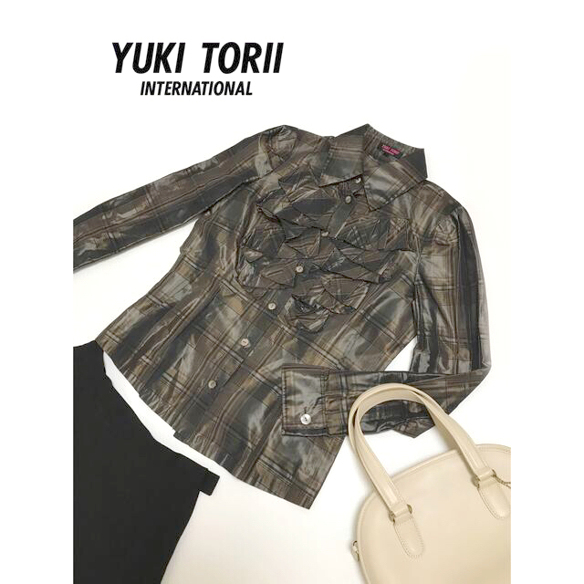 YUKI TORII INTERNATIONAL(ユキトリイインターナショナル)の【美品】YUKI TORII ユキトリイ 長袖ブラウス フリル チェック レディースのトップス(シャツ/ブラウス(長袖/七分))の商品写真