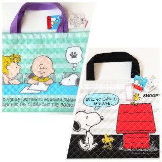 スヌーピー(SNOOPY)の【2点】 キャラクター キルト レッスンバッグ 手提げ袋 スヌーピー(レッスンバッグ)