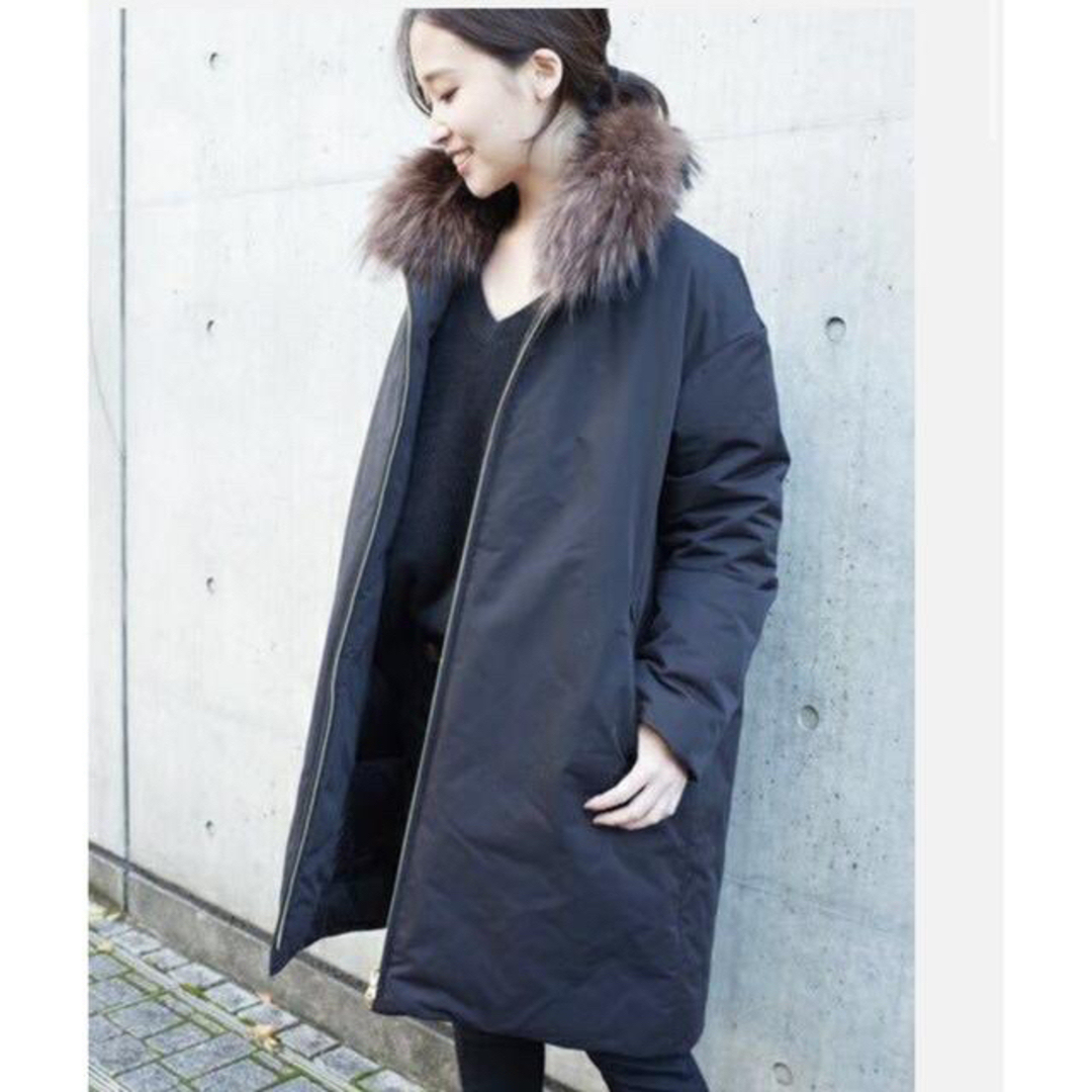 美品☆ドゥーズィエムクラス ラクーンファー付きダウンコート 36 美品☆ドゥーズィエムクラス ラクーンファー付きダウンコート 36