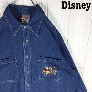 ディズニー(Disney)のディズニー デニムシャツ ゆるだぼ ワンポイント刺繍ロゴ プーさんティガー90s(シャツ)