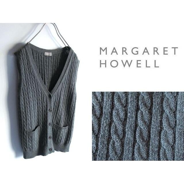 MARGARET HOWELL(マーガレットハウエル)のマーガレットハウエル コットンアルパカ ケーブルニットベスト 2 日本製 レディースのトップス(ベスト/ジレ)の商品写真