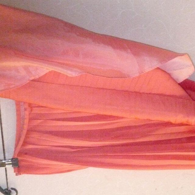 オレンジひざ下ブリーツスカート　0498 エンタメ/ホビーのコスプレ(衣装)の商品写真