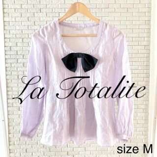 ラトータリテ(La TOTALITE)のLa Totalite リボン ラメ オーガンジー ブラウス ペールパープル M(シャツ/ブラウス(長袖/七分))