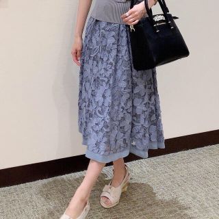 ジルバイジルスチュアート(JILL by JILLSTUART)の【最終】ジルバイジルスチュアート　オパールレーススカート　ブルー(ロングスカート)