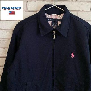 ラルフローレン(Ralph Lauren)のPOLO SPORTS スイングトップ ジャケット ロゴ刺繍 紺色 レディースS(ブルゾン)