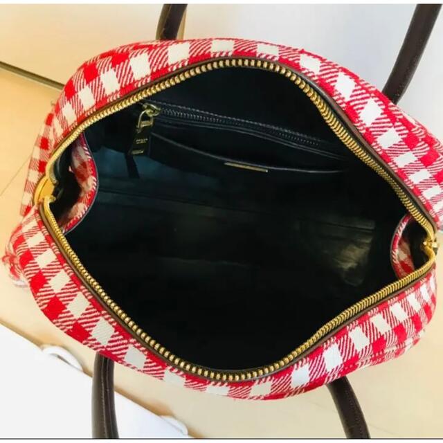 PRADA♡プラダボーリングバック♡チェック♡赤♡紗栄子愛用 PRADA♡プラダボーリングバック♡チェック♡赤♡紗栄子愛用