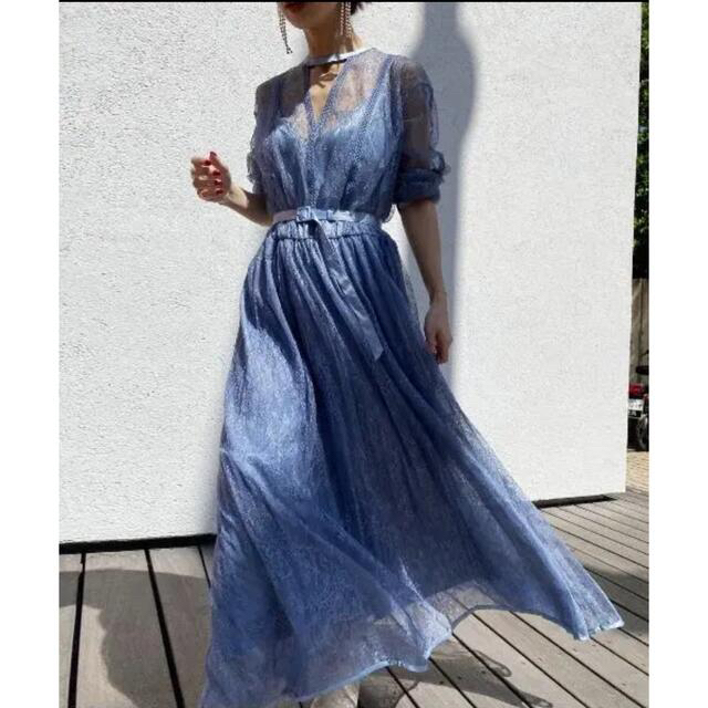 Ameri VINTAGE(アメリヴィンテージ)のアメリ LADY LACE PLEATS DRESS レディースのフォーマル/ドレス(ロングドレス)の商品写真