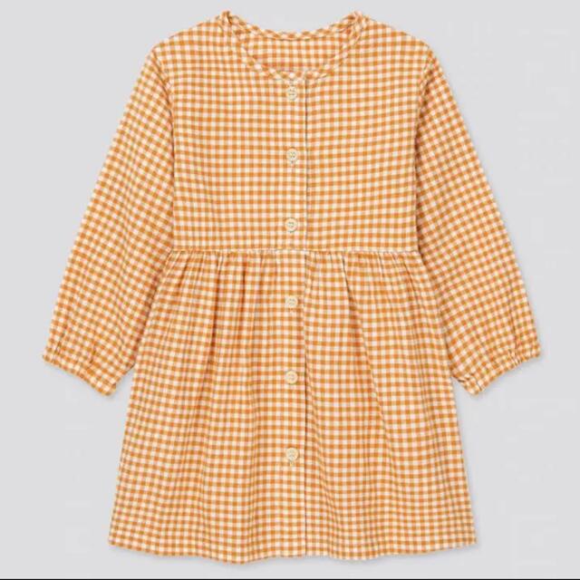 UNIQLO(ユニクロ)の新品　フランネルワンピース　ギンガムチェック キッズ/ベビー/マタニティのキッズ服女の子用(90cm~)(ワンピース)の商品写真