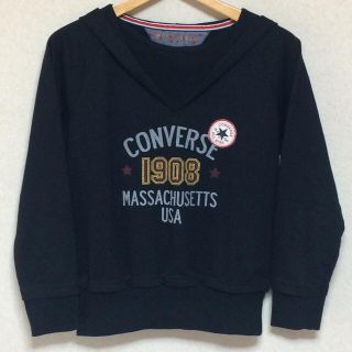 コンバース(CONVERSE)のCONVERSE パーカートレーナー 黒地 ロゴ M (パーカー)