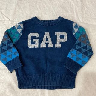 ギャップ(GAP)のGAP ニット　ネイビー　ロゴ入り　18-24month  定番　90cm(ニット)