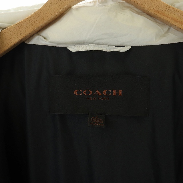 40cm身幅コーチ COACH ダウンコート ロング丈 ファー ナイロン S オフホワイト