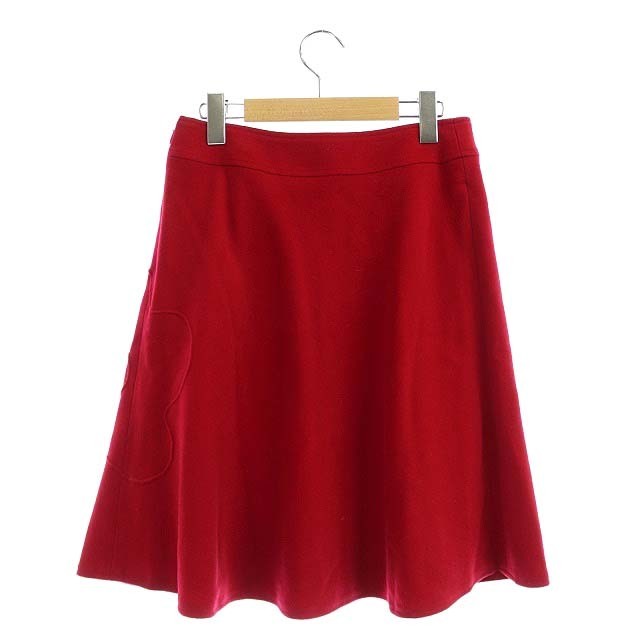 M'S GRACY(エムズグレイシー)のエムズグレイシー スカート フレア ひざ丈 ウール 38 赤 レッド /MF レディースのスカート(ひざ丈スカート)の商品写真